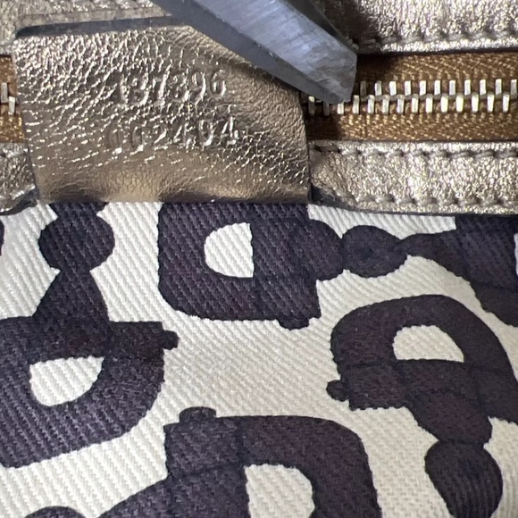 GUCCI Sherry Line Auth GG Pattern Gold Beige Canvas Leather Shoulder Tote Bag - Picture 15 of 16